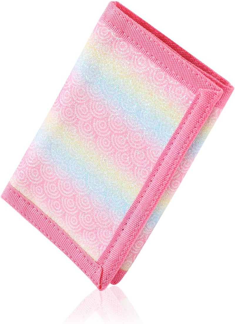 Nitort Wallet,RFID Trifold Canvas Outdoor Sports Wallets for Kid,Lovely and Novelty Wallet with Zipper for Kids- Front Pocket Wallet with Magic Sticker(Rainbow Bling KW04) - Image 4